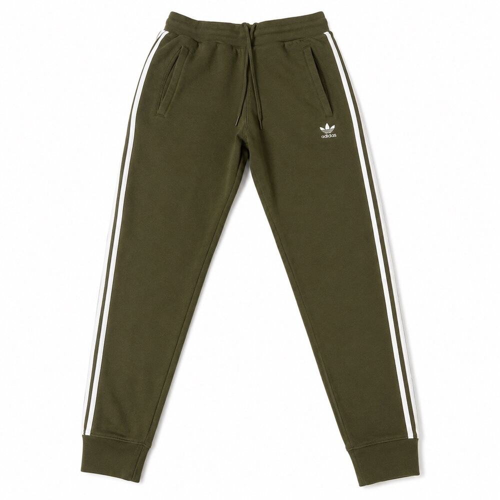 Adidas 3 stripe jogger pants high waisted in olive green and white. Women’s S